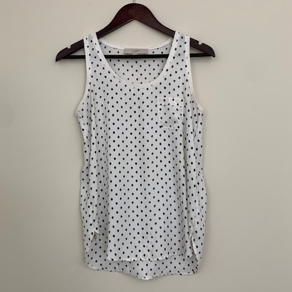 Ann Taylor Loft XS Black/White Patterned Tank/Top